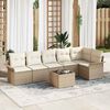 vidaXL Tuin Sofa Set met kussen met opslag 7 pcs Beige Poly riet