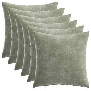 vidaXL Kussensloop 6 st HEERLEN Groen 30 x 30 cm Chenille Stof