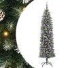 vidaXL Kunstmatige slanke kerstboom Groen en Wit 210 cm