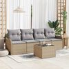 vidaXL Tuin Sofa Set 5 pcs Beige en Grijs Poly rattan, staal en glas
