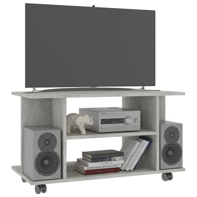 vidaXL Tv-meubel met wieltjes 80x40x45 cm bewerkt hout betongrijs