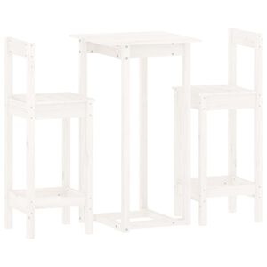 vidaXL 3-delige Barset massief grenenhout wit