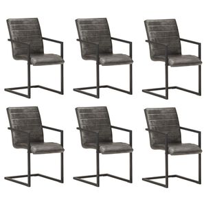 vidaXL Eetkamerstoelen 6 st echt leer grijs