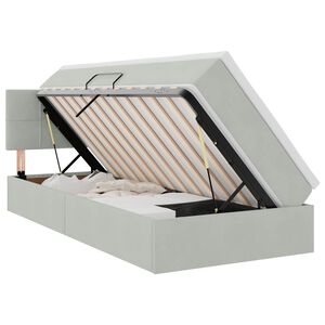 vidaXL Opbergbed met LED met matras Lichtgrijs 100 x 200 cm Fluweel
