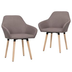 vidaXL Eetkamerstoelen draaibaar 2 st stof taupe