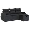 vidaXL 4-delige Loungeset met kussens poly rattan zwart