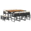 vidaXL 11-delige Tuinset met kussens poly rattan zwart