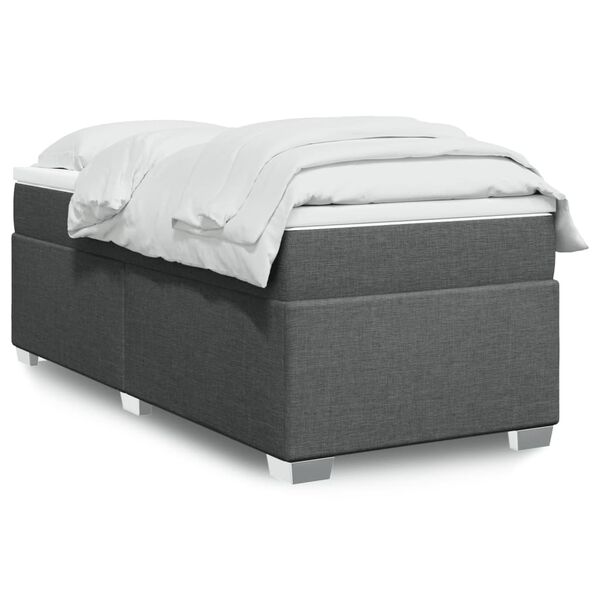 vidaXL Boxspring met matras stof donkergrijs 90x190 cm