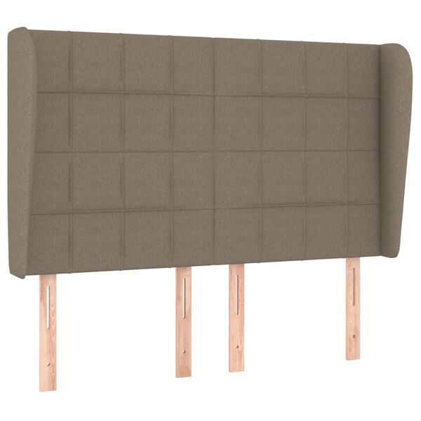 vidaXL Hoofdbord met randen 147x23x118/128 cm stof taupe