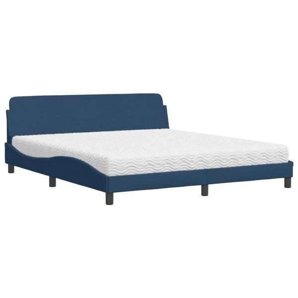 vidaXL Bed met matras "Dover" stof blauw 180x200 cm