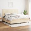 vidaXL Boxspring met matras stof cr&egrave;mekleurig 200x200 cm