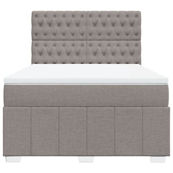 vidaXL Boxspring met matras stof taupe 140x190 cm