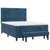 vidaXL Boxspring met matras fluweel donkerblauw 140x200 cm