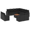 vidaXL 12-delige Loungeset met kussens poly rattan zwart