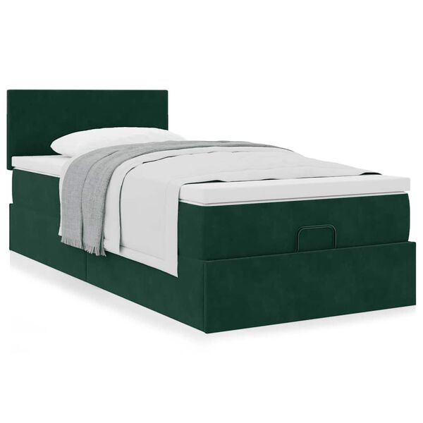 vidaXL Ottoman bed met matras 80x200cm fluweel donkergroen
