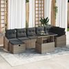 vidaXL Tuin Sofa Set met kussen met opslag 8 pcs Grijs Poly riet