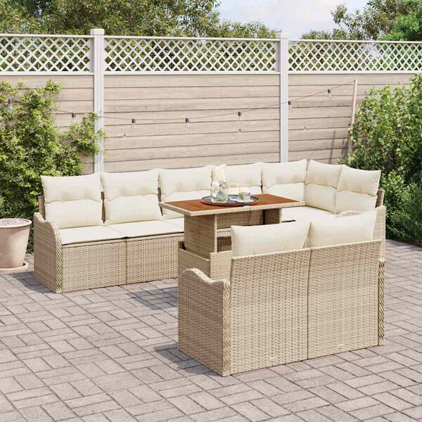 vidaXL Tuin Sofa Set met kussen 9 pcs beige en cr&egrave;mekleurig
