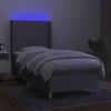 vidaXL Boxspring met matras en LED stof lichtgrijs 90x200 cm