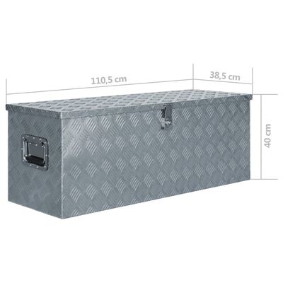 vidaXL Aluminium kist 110,5x38,5x40 cm zilverkleurig