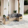 vidaXL 5-delige Loungeset met kussens poly rattan beige
