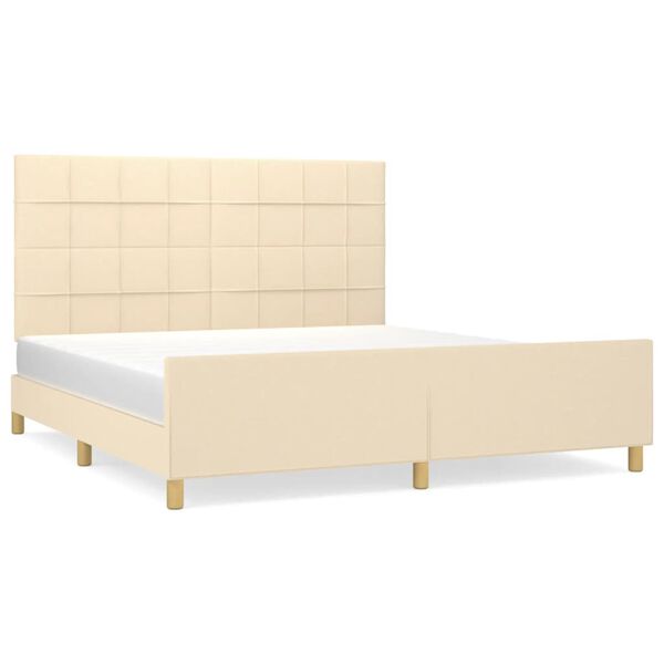 vidaXL Bedframe zonder matras stof cr&egrave;mekleurig 160x200 cm