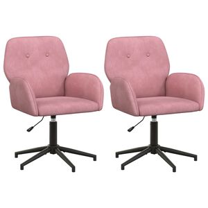 vidaXL Draaiende Bureaustoelen 2 st 54 x 55 x 90 cm Roze fluweel