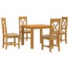 vidaXL Eetkamerset 5 st Beige Massief Eikenhout