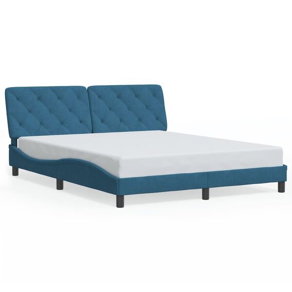 vidaXL Bedframe zonder matras fluweel blauw 160x200 cm