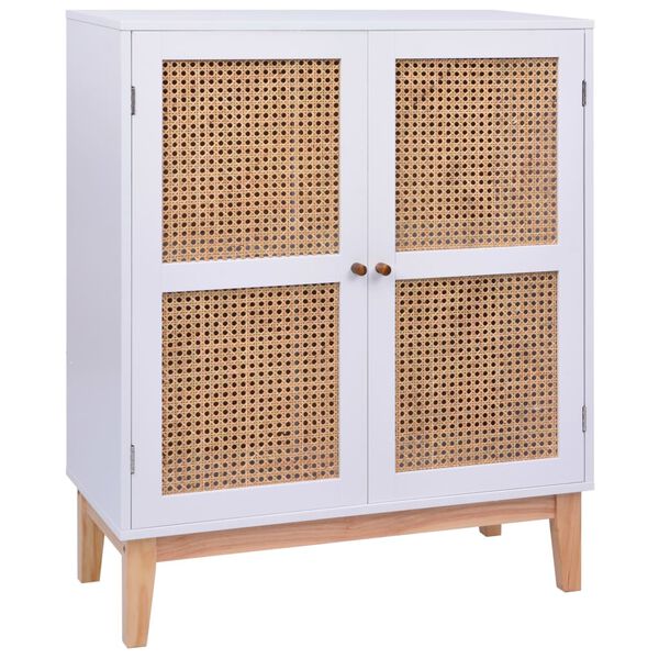 vidaXL Dressoir 80x35x100 cm MDF en rattan wit