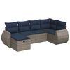 vidaXL 6-delige Loungeset met kussens poly rattan grijs