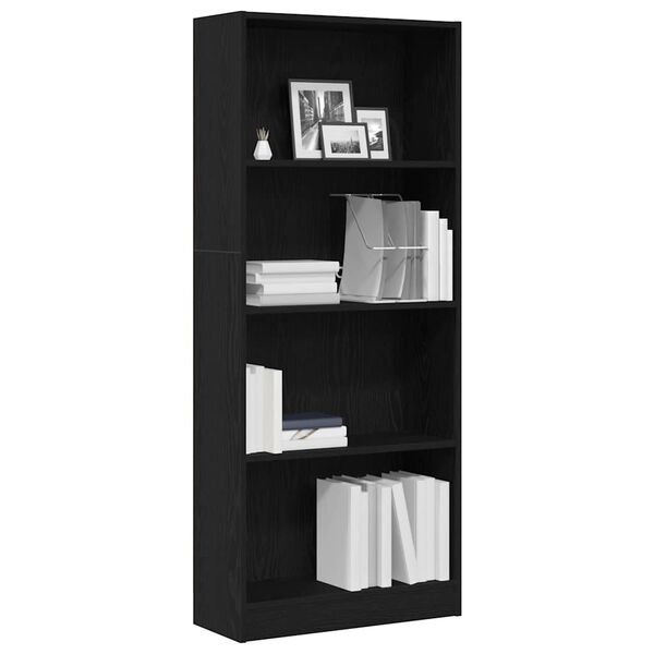 vidaXL Boekenkast Zwart Eiken 60 x 24 x 143 cm Bewerkt hout