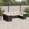 vidaXL 9-delige Loungeset met kussens poly rattan zwart