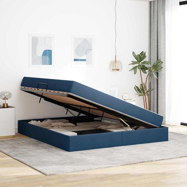 vidaXL Opbergbed met matras met matras Blauw 160 x 200 cm Polyester