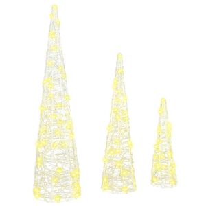 vidaXL Kerstboom 3 st 90 LED's Warmwit 20 x 20 x 80 cm Acryl