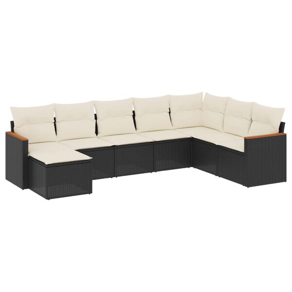 vidaXL 8-delige Loungeset met kussens poly rattan zwart