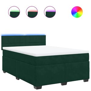 vidaXL Boxspring met matras fluweel donkergroen 160x200 cm