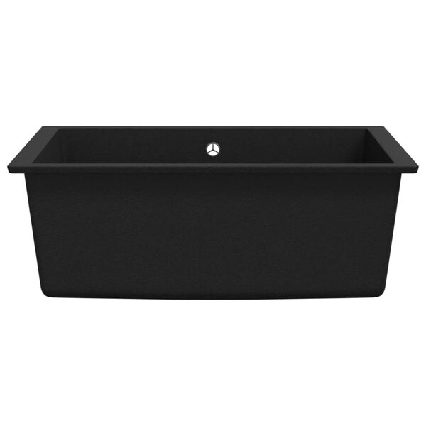 vidaXL Gootsteen met overloopgat graniet zwart