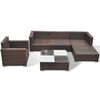 vidaXL 6-delige Loungeset met kussens poly rattan bruin
