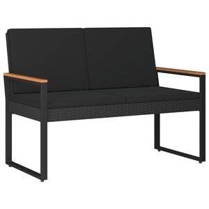 vidaXL Tuinbank met kussen Zwart 107 x 61 x 80 cm poly rattan