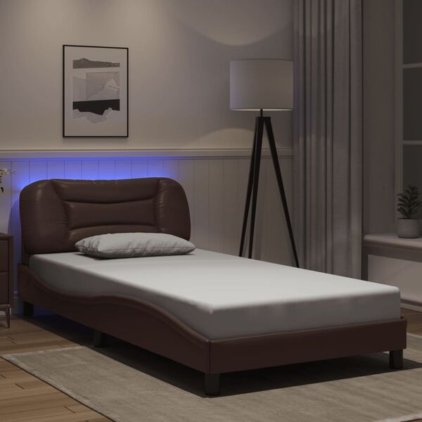 vidaXL Bedframe met LED zonder matras "Hvar" bruin 100x200 cm