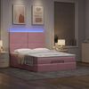 vidaXL Ottoman bed met matrassen en LED's 140x190cm fluweel roze