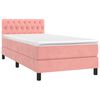 vidaXL Boxspring met matras fluweel roze 100x200 cm