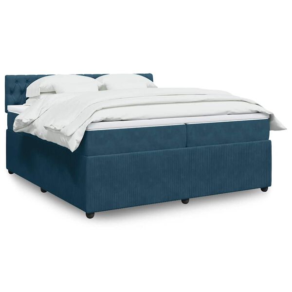vidaXL Boxspring met matras fluweel blauw 200x200 cm