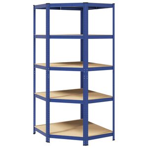 vidaXL Hoekrek 5-laags staal en bewerkt hout blauw