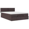 vidaXL Ottoman bed met matras 140x200cm stof donkerbruin