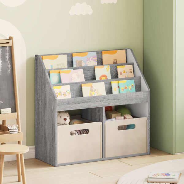 vidaXL Kinderen Boekenkast met opslag Grijs Sonoma 72,5 x 29,5 x 69 cm