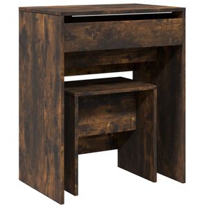 vidaXL Kaptafel met krukje 60x40x113,5 cm gerookt eikenkleurig