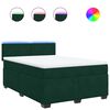 vidaXL Boxspring met matras fluweel donkergroen 140x200 cm