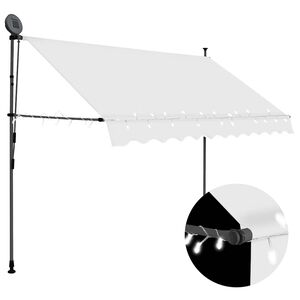 vidaXL Luifel handmatig uitschuifbaar met LED 250 cm cr&egrave;mekleurig