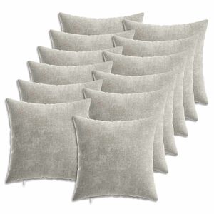 vidaXL Kussensloop 12 st HEERLEN Lichtgrijs 40 x 40 cm Chenille Stof